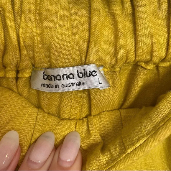NWOT Banana Blue Aliana Linen Mustard Yellow Pants - Picture 8 of 12